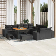 Set Divano da Giardino con cuscino 13 pcs Nero polyrattan