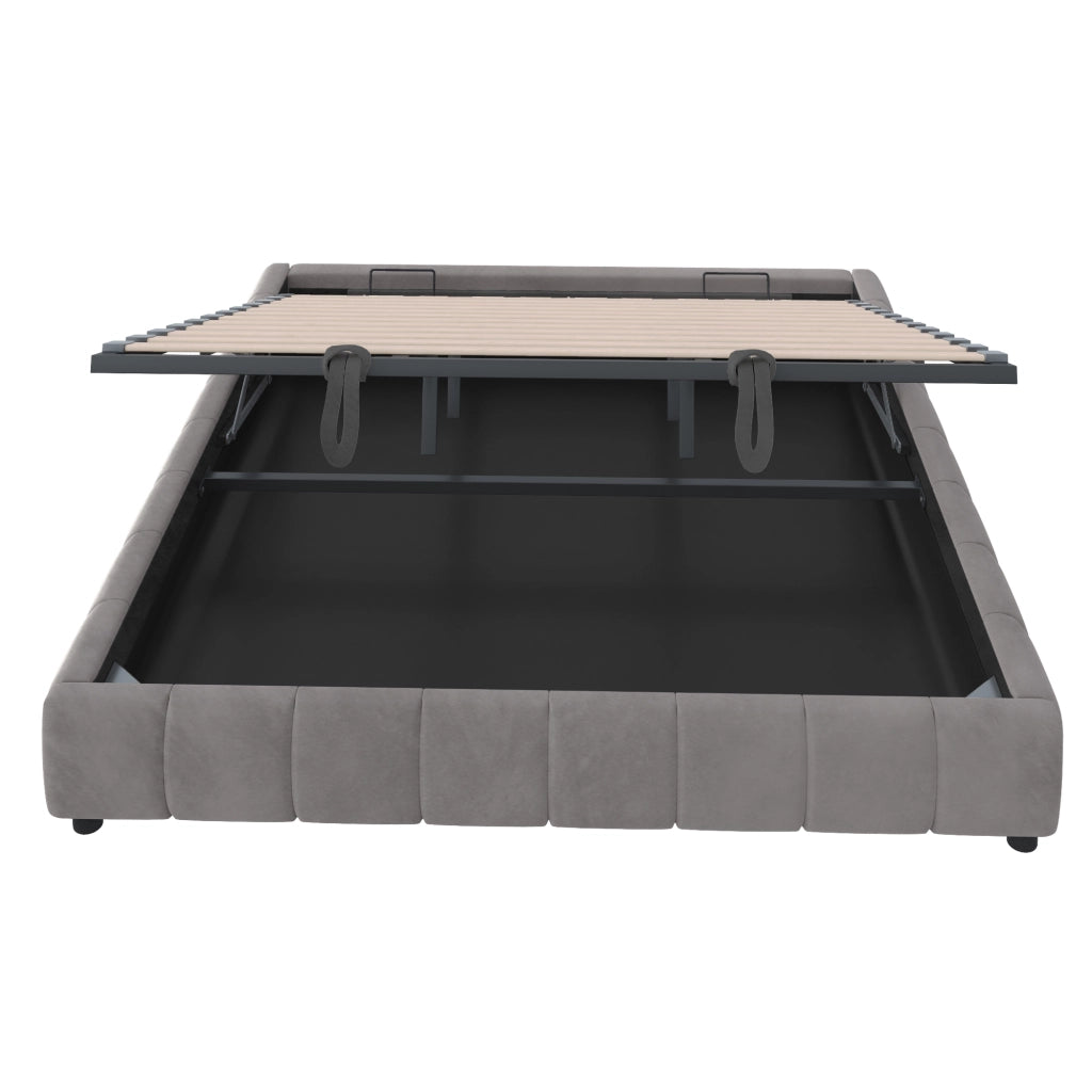 letto imbottito velluto grigio 180 x 200 cm