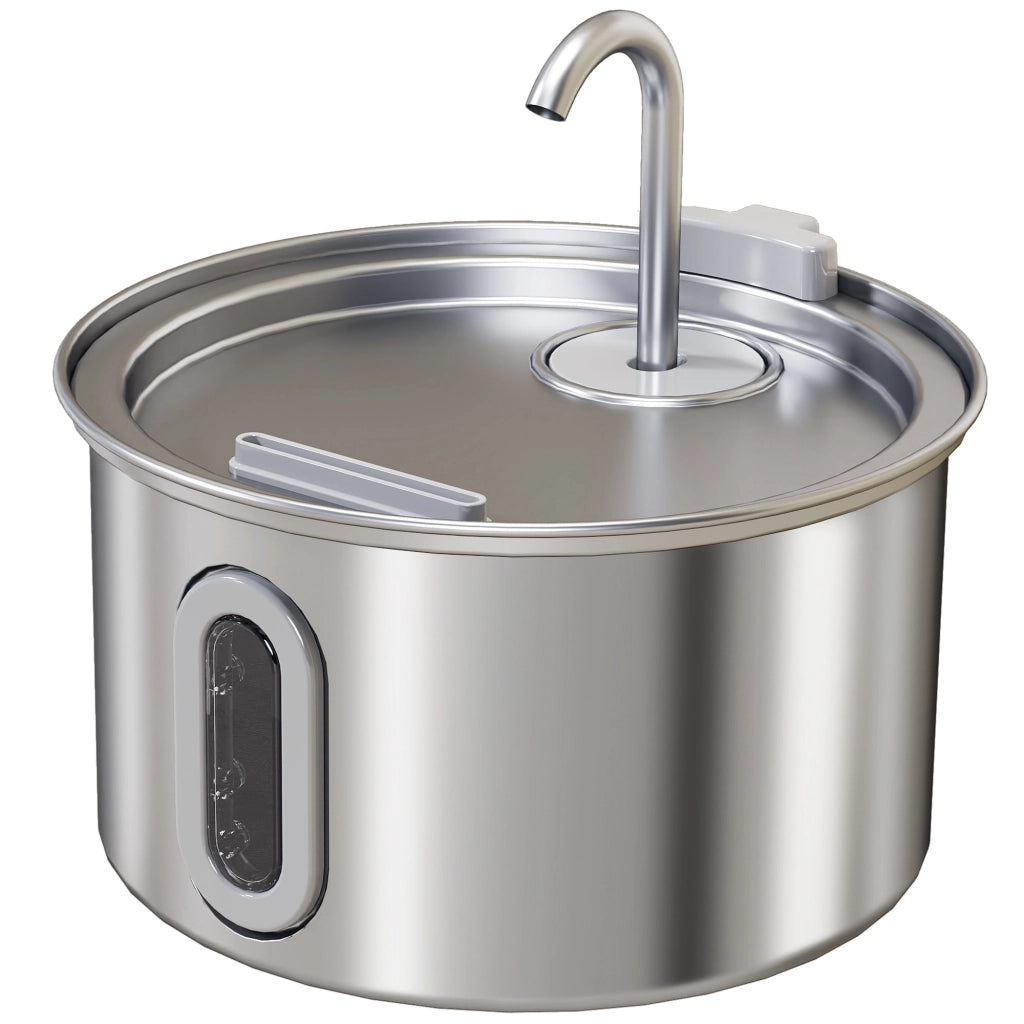 Fontanella per Gatto con Luce LED ¨C Minimal ¨C Acciaio Inox 19.4x19.4x18.7 cm Argento