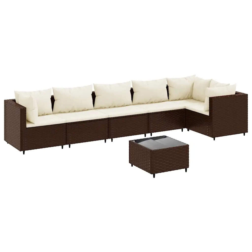 Set Divani da Giardino 7 pz con Cuscini in Polyrattan Marrone 3308113