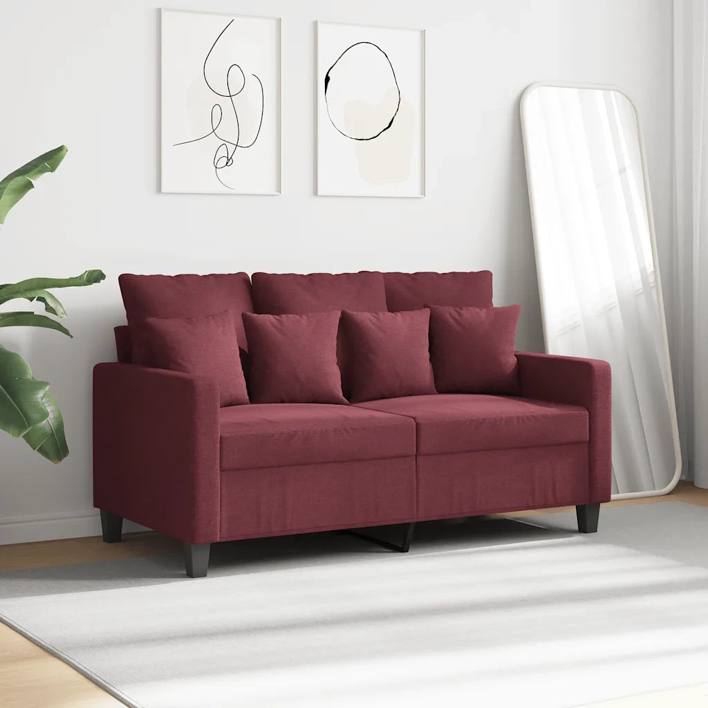 Divano a 2 Posti Rosso Vino 120 cm in Tessuto 359265