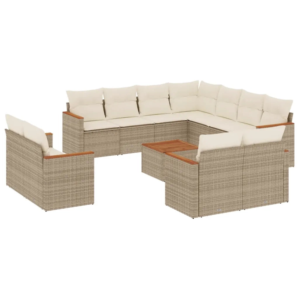 Set Divani da Giardino 12 pz con Cuscini Beige in Polyrattan 3226506