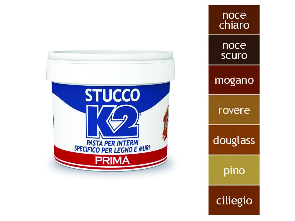 K2 STUCCO COLORATO IN PASTA PER LEGNO IN BARATTOLO- - Kg.0,500 - noce scuro - 12 pezzi K2