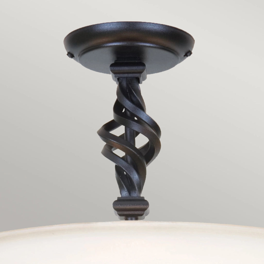 Plafoniera Pembroke nera 3 luci E14 Elstead vetro opale