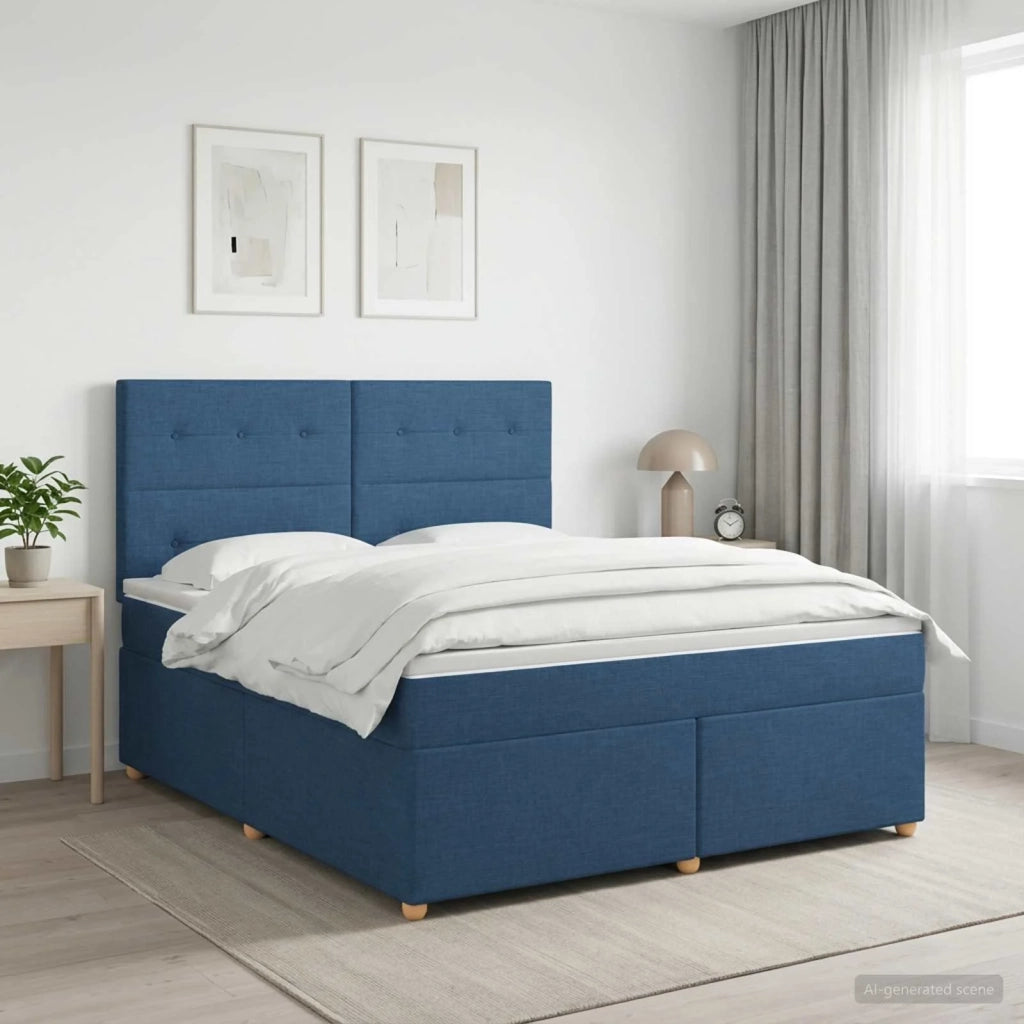 Letto box spring con materasso Blu 140 x 200 cm Tessuto 3453906
