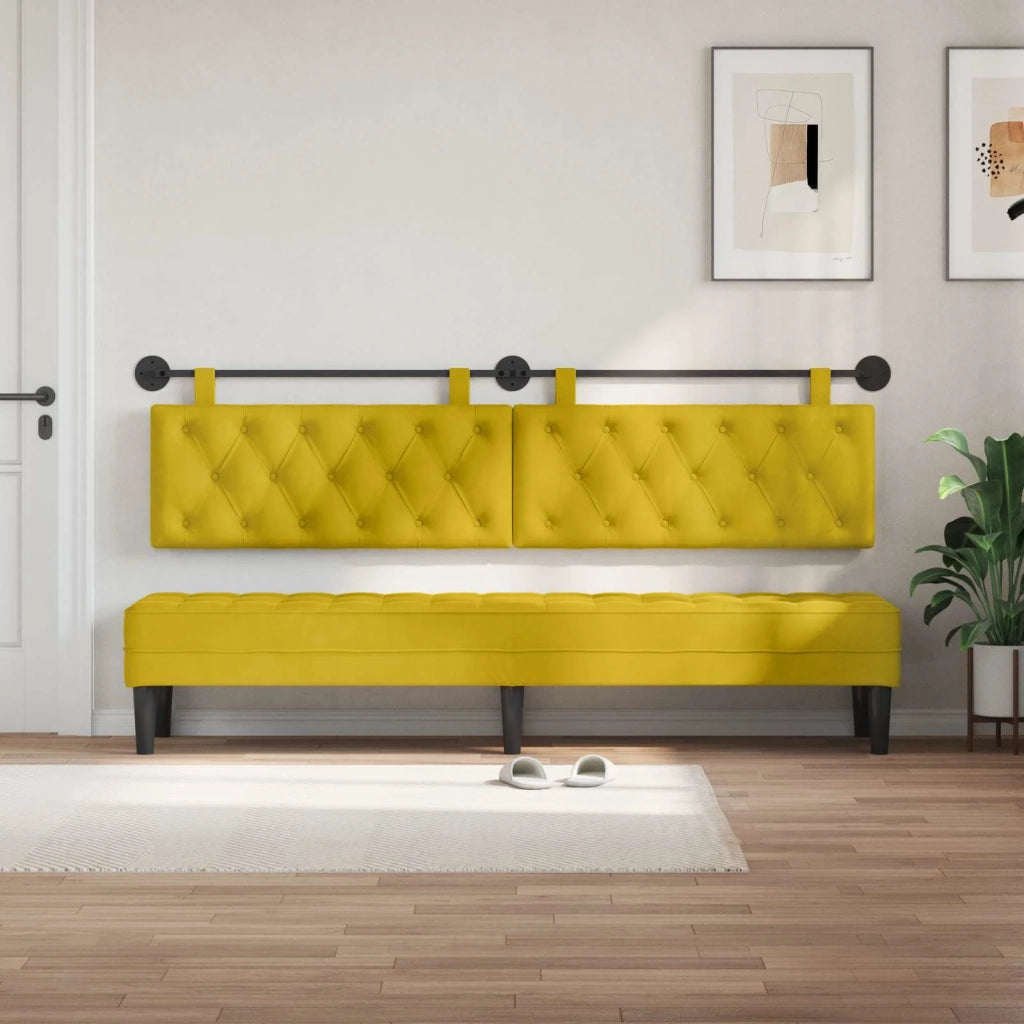 Testiera | Testata sospesa Con luce LED Giallo Velluto