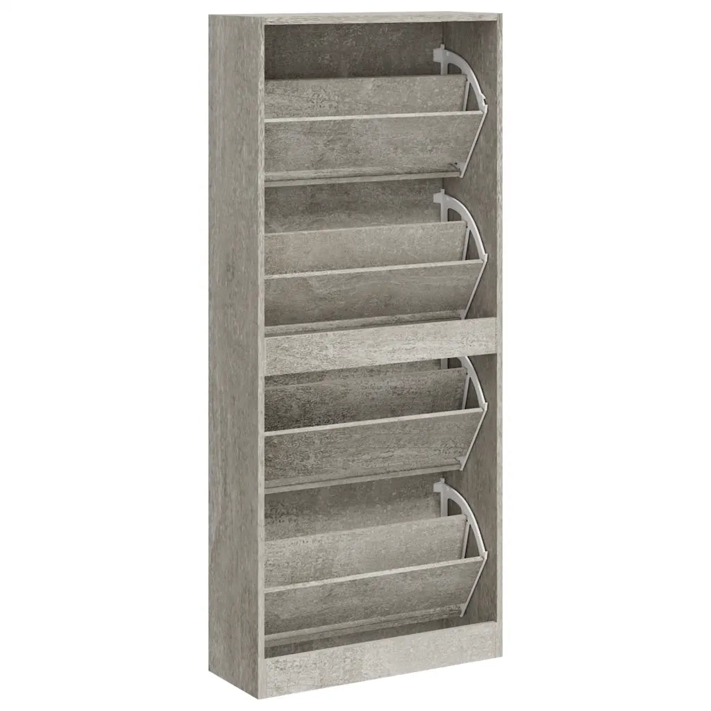 Scarpiera | Mobile per scarpe Grigio Cemento 63x24x147 cm in Legno Multistrato