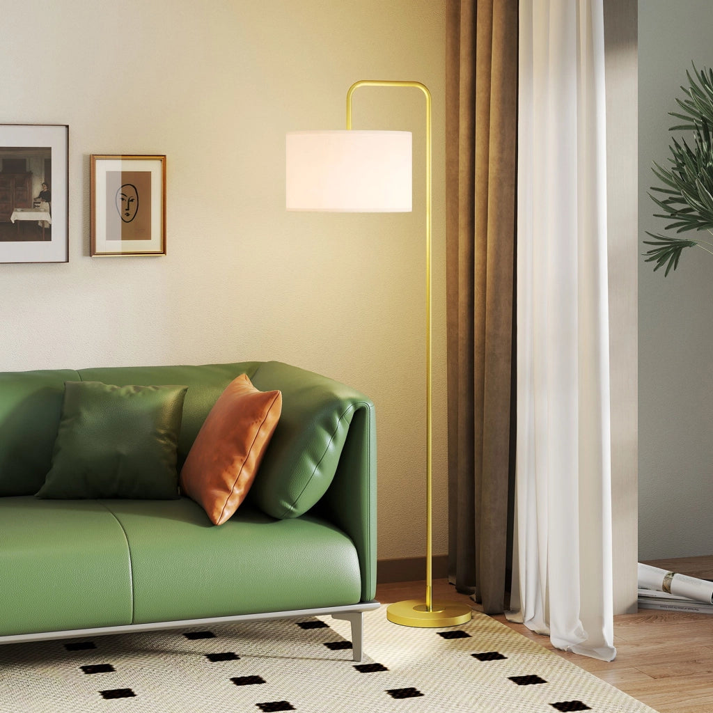 Lampada da Terra Moderna ¨C Minimal ¨C Bianco e Dorato 64x38x163.5 cm