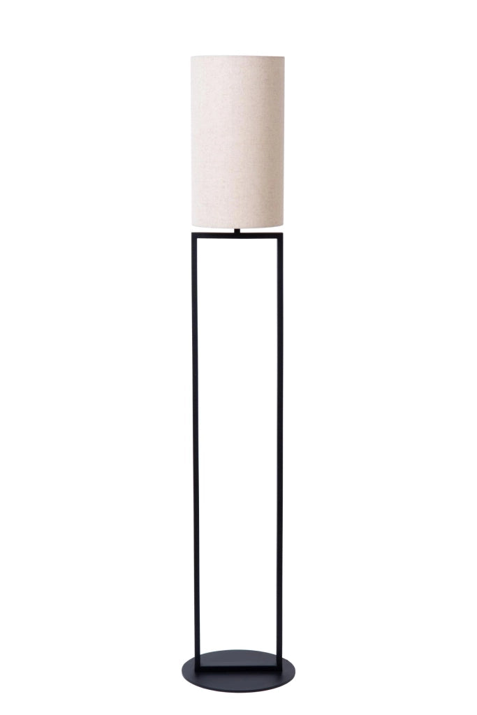 Lampada da terra HERMAN japandi beige nera E27 Lucide