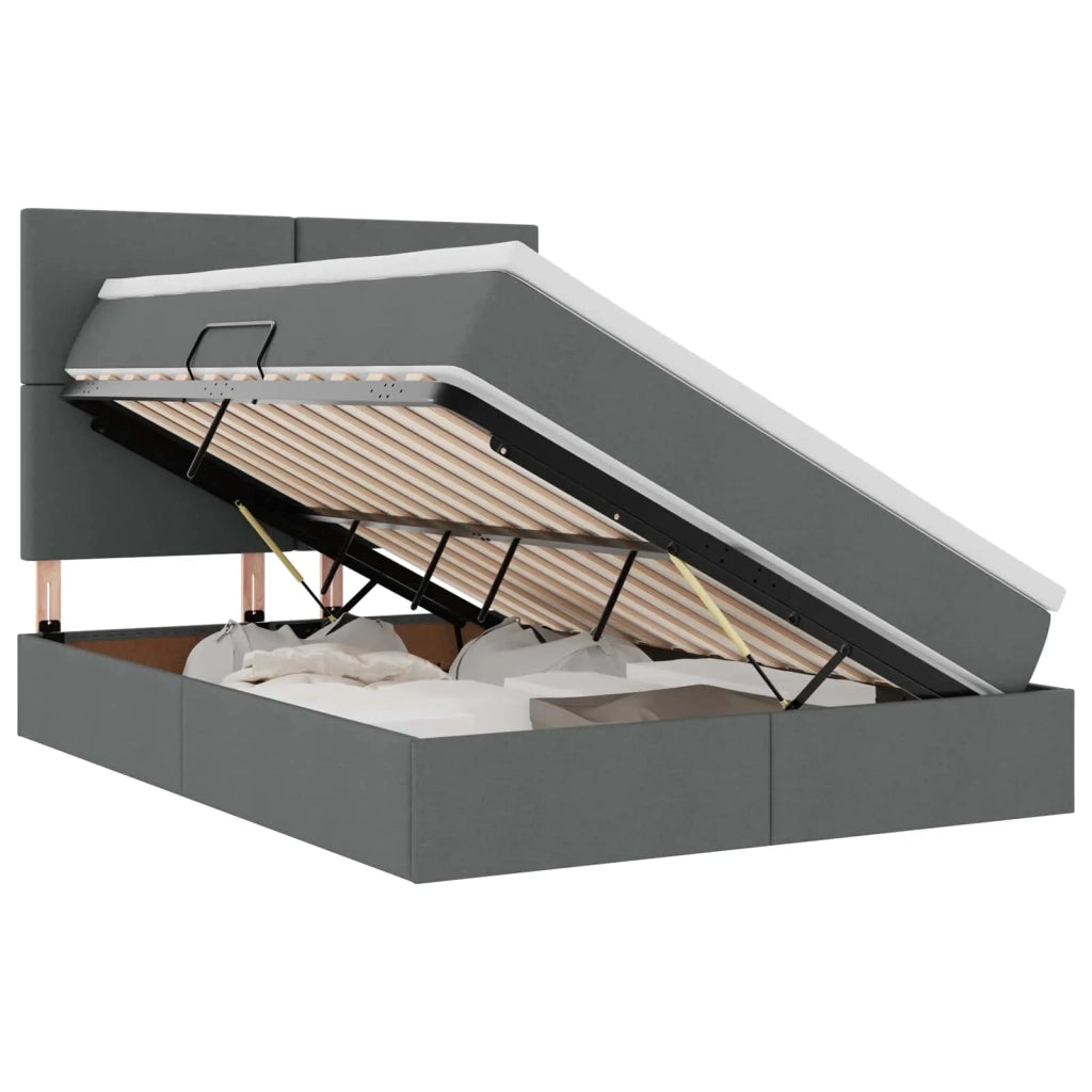 Letto con contenitore e materasso Grigio scuro 140 x 190 cm