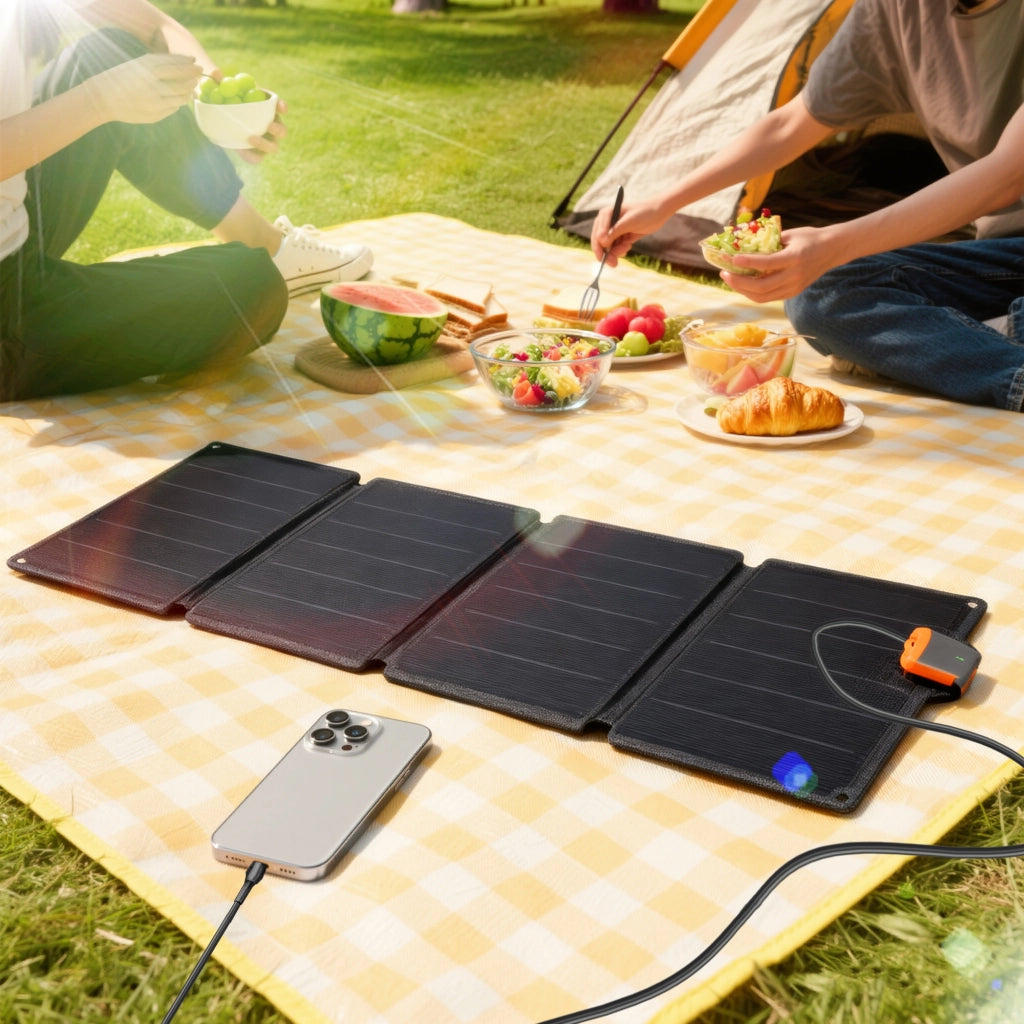 Pannello Solare Pieghevole 36W con USB-A e Tipo-C IP67 ¨C zephmum ¨C Nero