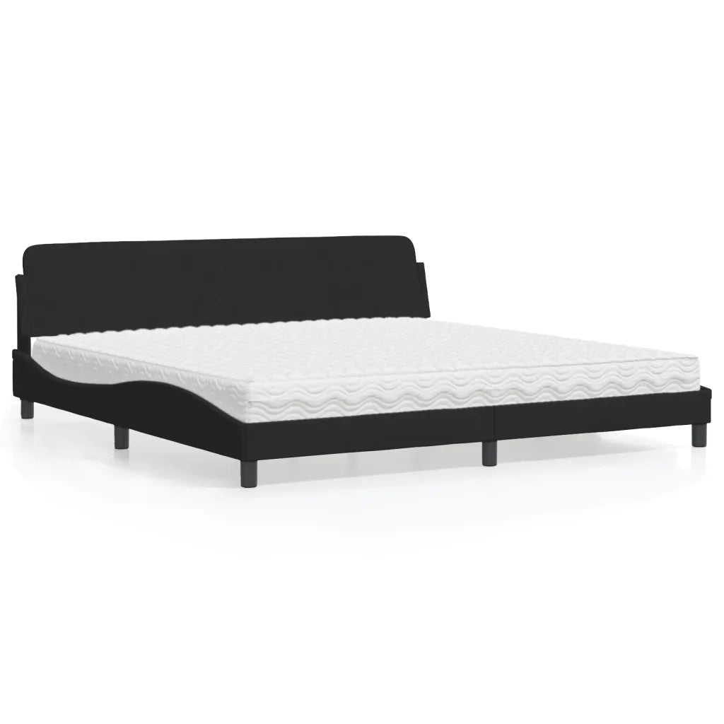 Letto con Materasso Dover Nero 200x200 cm in Velluto