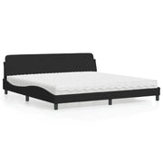 Letto con Materasso Dover Nero 200x200 cm in Velluto