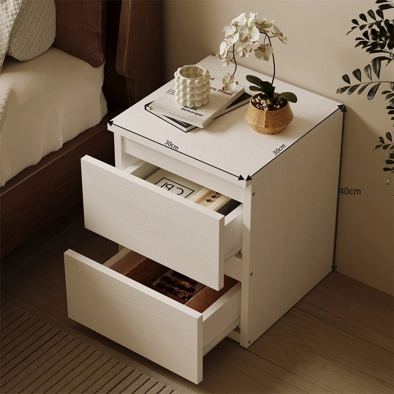 Comodino tavolino per camera da letto soggiorno 2 cassetti loft bianco moderno
