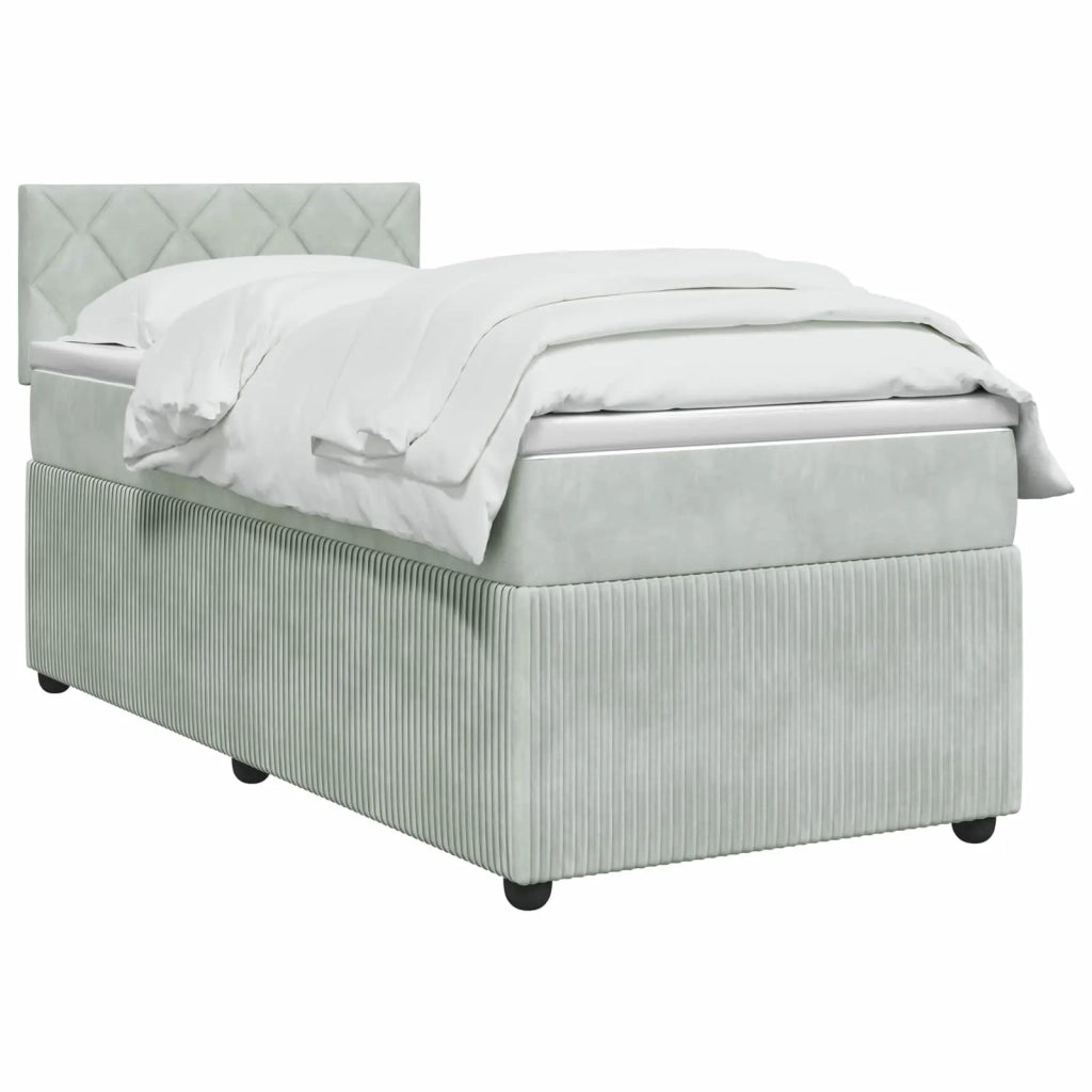 Letto con Box Spring, Materasso e LED Grigio Chiaro 90 x 190 cm 3453249
