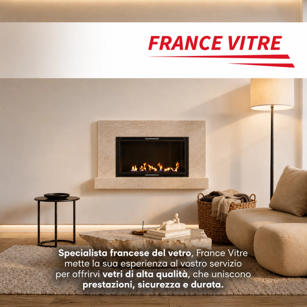 643 x 423 x 4 mm - Vetro per stufa a legna - vetro camino di ricambio - vetro per caminetto resistente al fuoco - France Vitre