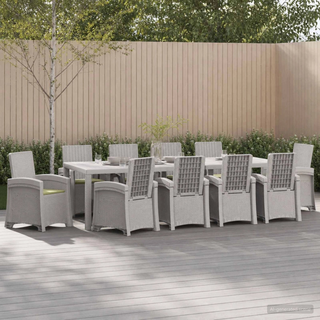 Set da Pranzo per Giardino 11 pz Bianco e Crema PP 3430175