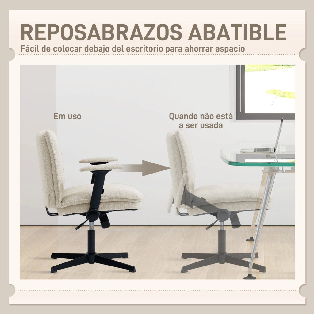 Sedia da Ufficio con Braccioli Abatibili e Schienale Regolabile ¨C Minimal ¨C Crema