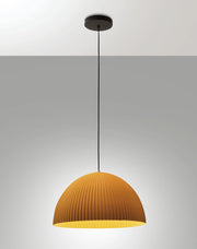 Lampada a Sospensione Carola Ø360mm E27 10W, Struttura in Metallo e Plastica Vegetale, Colore Senape, IP20, Classe 1 - Carola Design