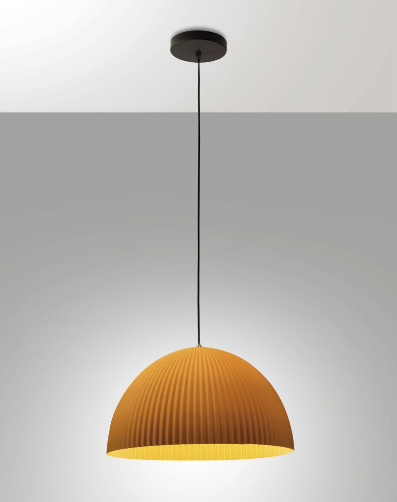 Lampada a Sospensione Carola Ø360mm E27 10W, Struttura in Metallo e Plastica Vegetale, Colore Senape, IP20, Classe 1 - Carola Design