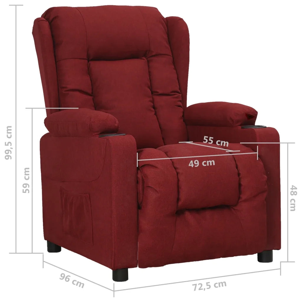 Poltrona Reclinabile in Tessuto Rosso Vino 339051