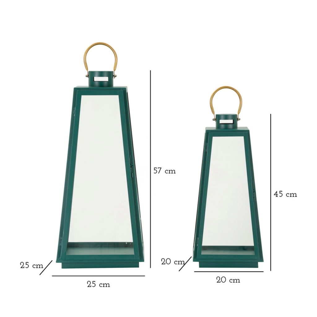 Lanterna Genofeffa, Verde, Metallo, 25x25x57 cm