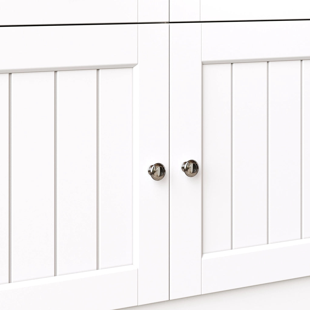Mobile Buffet con LED ¨C MINIMAL ¨C Bianco/Nero, Ripiani Regolabili, 140x40x175