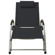 Lettino Prendisole con Cuscino in Textilene Nero 310529