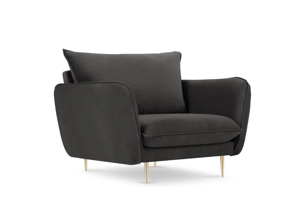 Cosmopolitan Design - Poltrona "Vienna" in velluto grigio scuro 