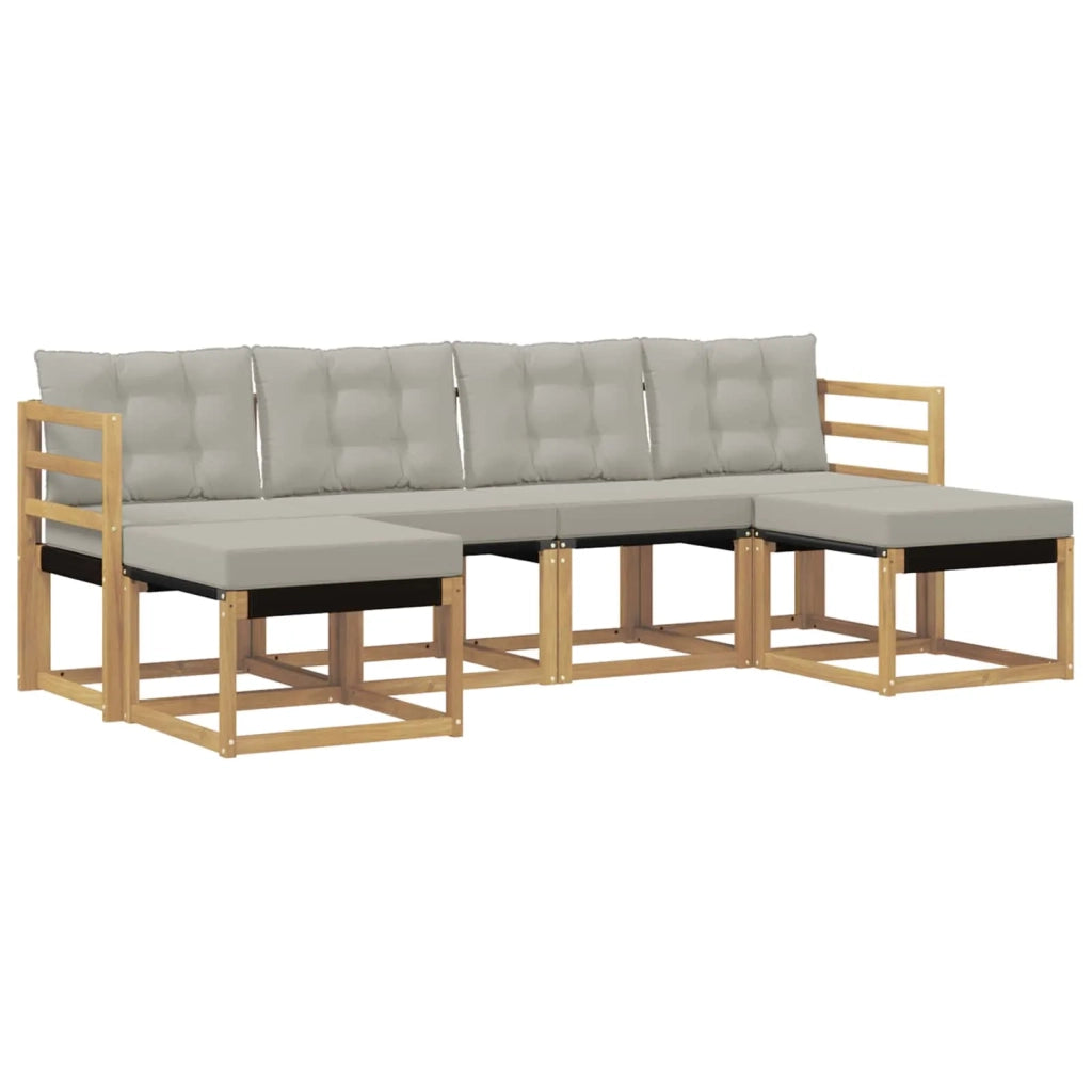 Set di divani da esterno 6 pz Bianco e Grigio Chiaro 3389729