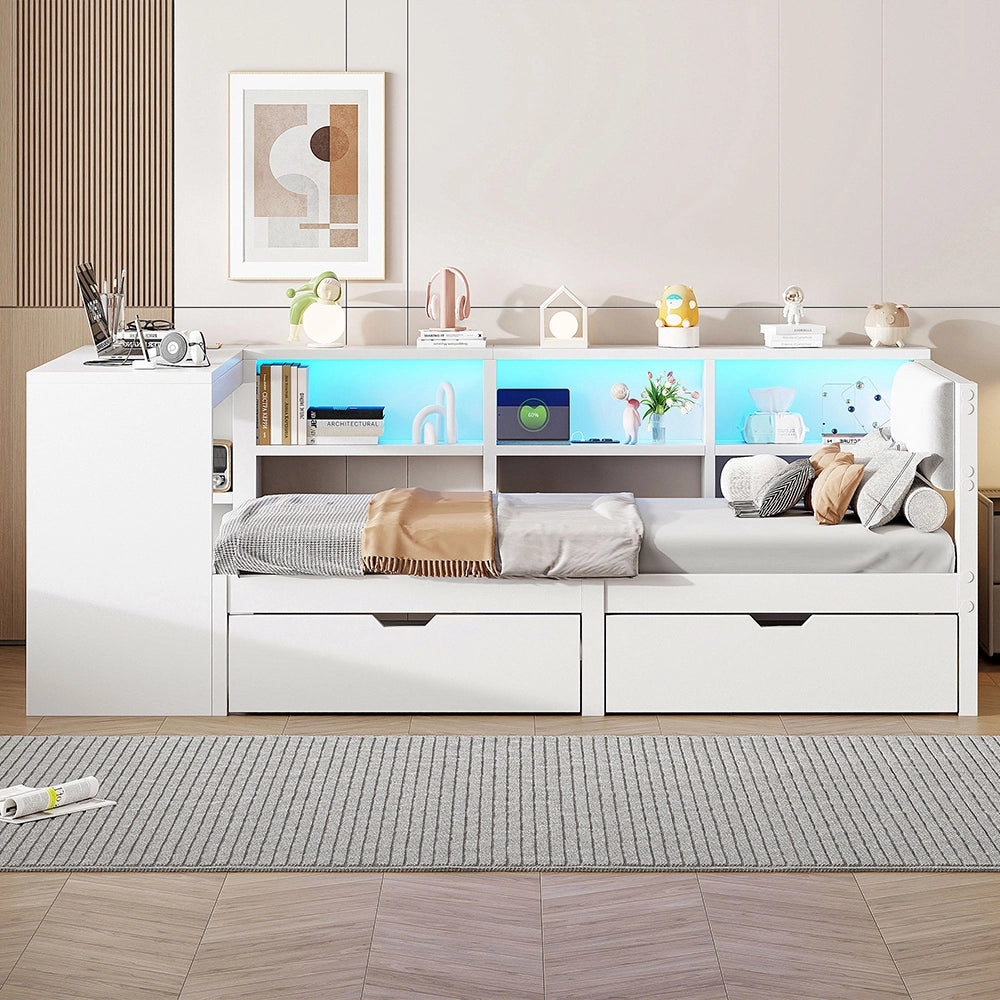 Letto contenitore - Xylo - 90x200 cm LED bianco