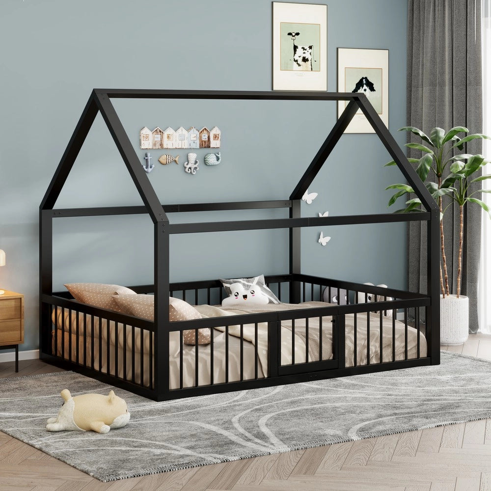 Letto in Metallo per Bambini ¨C MINIMAL ¨C Nero 140x200