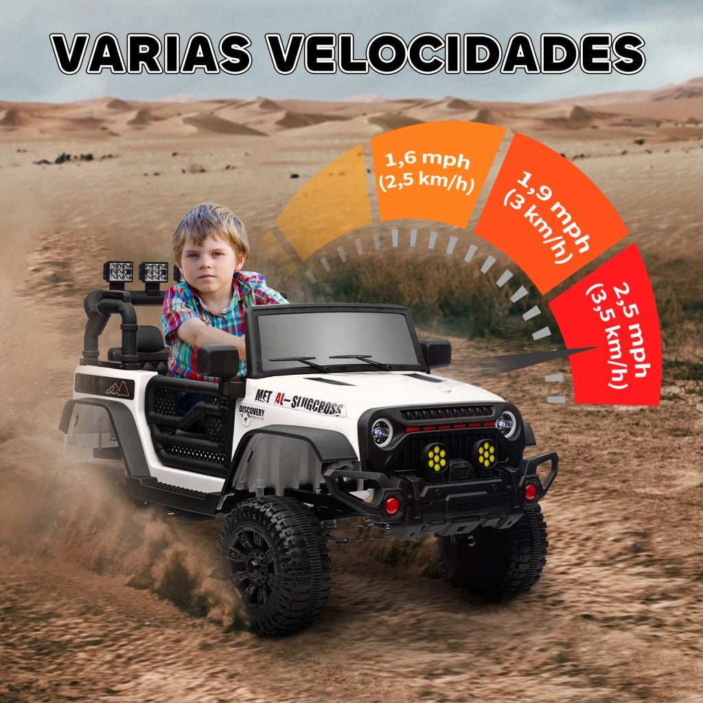 Coche Elettrico per Bambini con Telecomando e Luci LED ¨C Zephmum ¨C Bianco