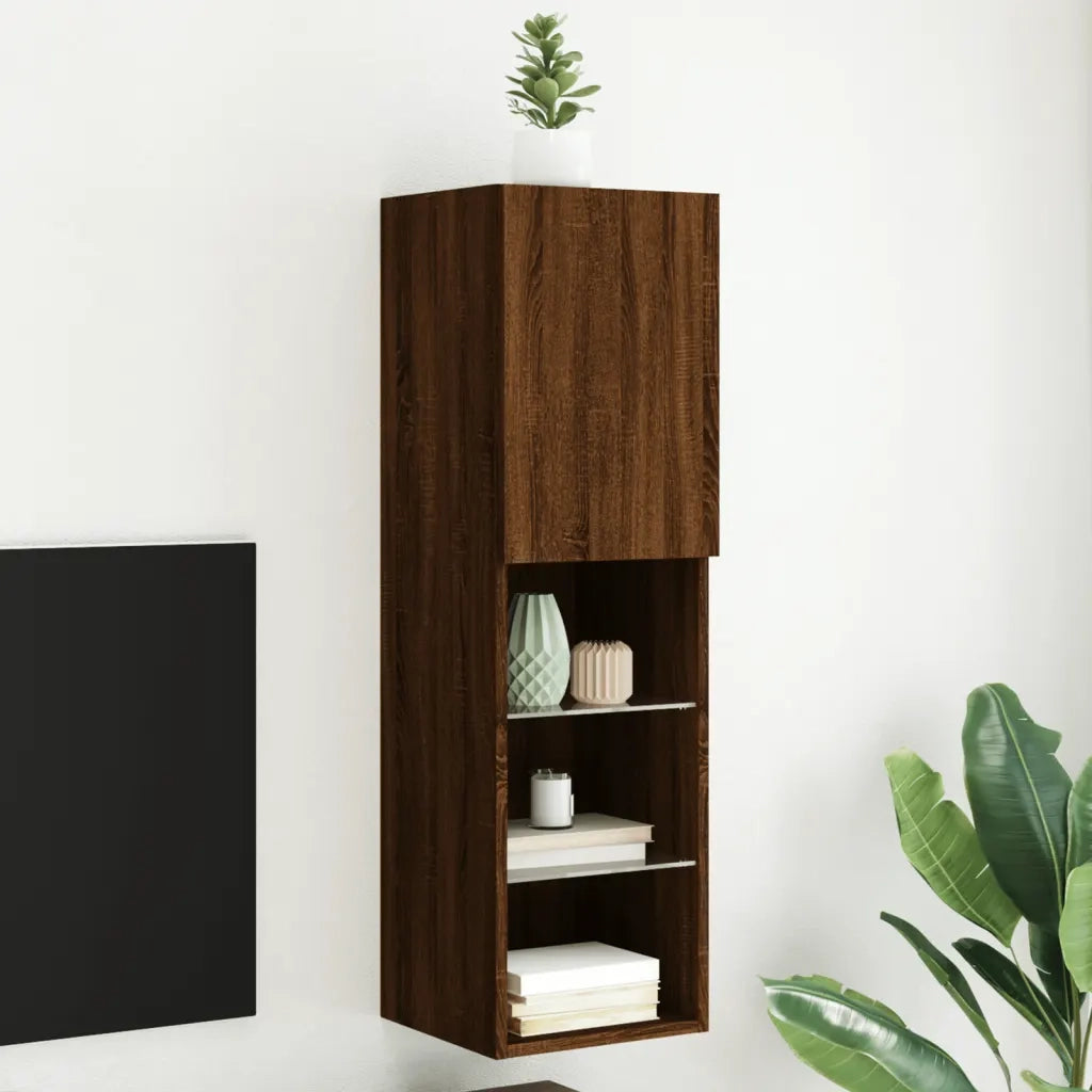 Mobile TV con Luci LED-Credenza TV-Console TV Rovere Marrone 30,5x30x102 cm