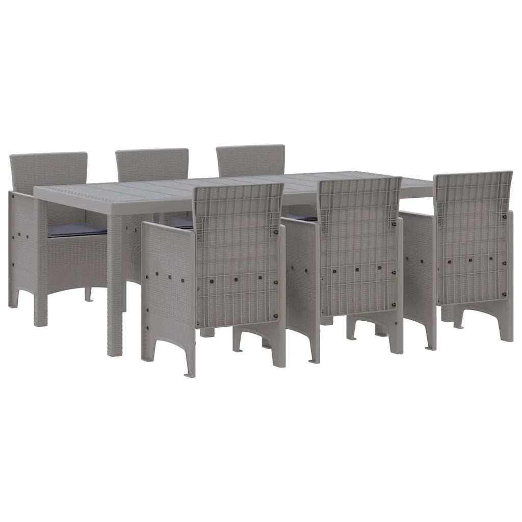 Set da Pranzo per Giardino 7 pcs Grigio chiaro Polipropilene 3378730