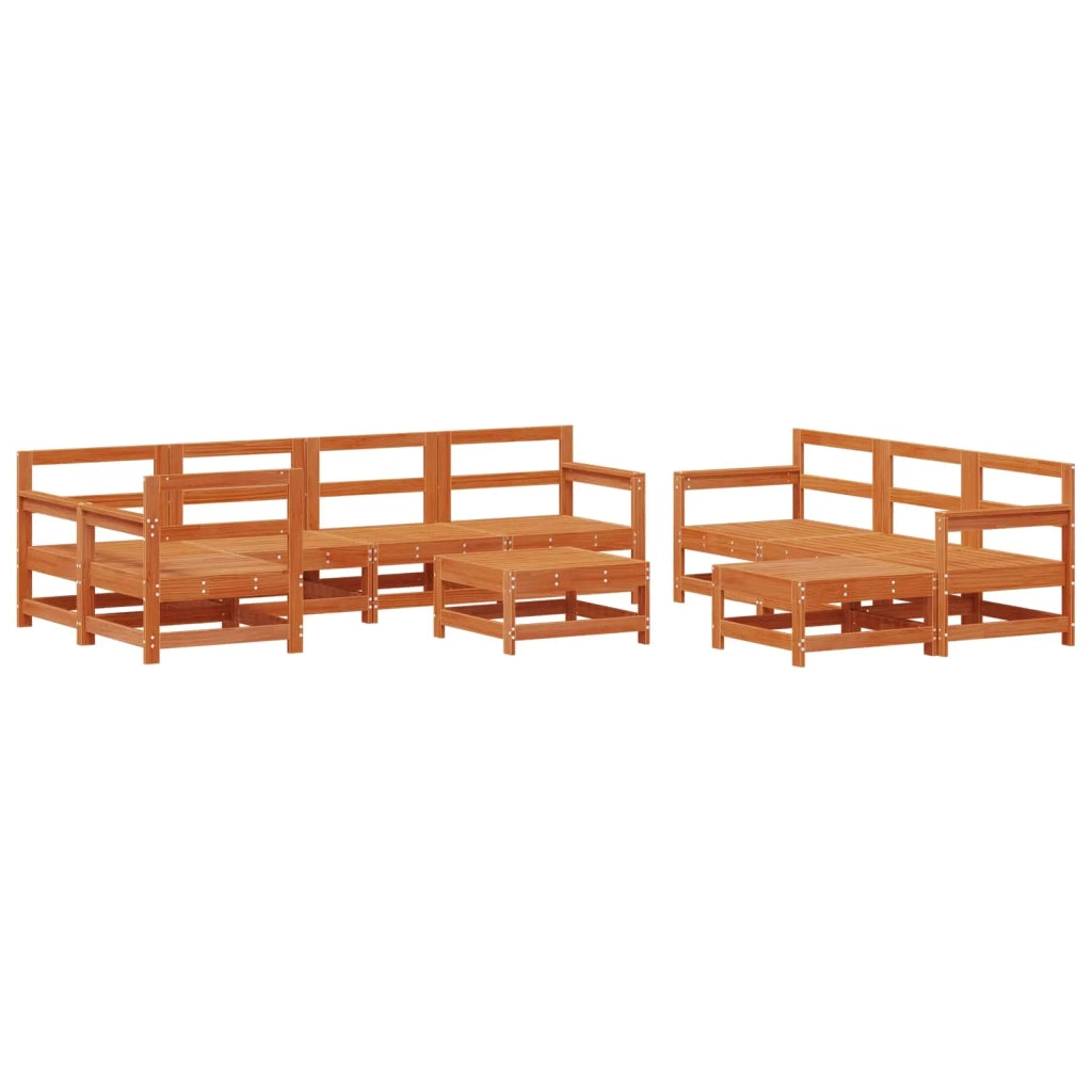 Set Lounge da Giardino 10 pcs Marrone Cera