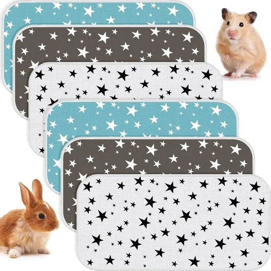 Set di 6 tappeti assorbenti per gatti, riutilizzabili, lavabili e impermeabili, adatti per piccoli animali come gattini e cuccioli, 3 stili diversi (50 x 70 cm)