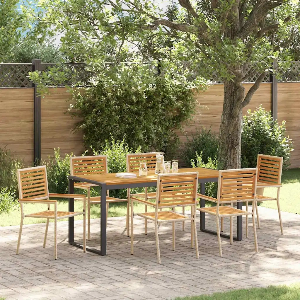Set da Pranzo per Giardino 7 pcs Beige e Marrone polyrattan 3365483