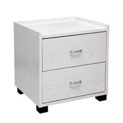 COMODINO 2 CASSETTI DESIGN MODERNO 43X40X43,5CM COLORE BIANCO