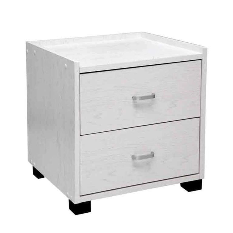 COMODINO 2 CASSETTI DESIGN MODERNO 43X40X43,5CM COLORE BIANCO