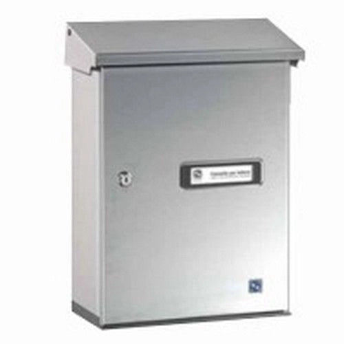 Silmec 10-017 SERENISSIMA Cassetta Postale da Esterno Formato Rivista con Tetto Parapioggia Apribile e Apertura Frontale a Libro colore Inox Satinato