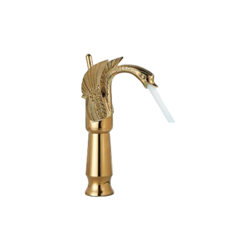 ADRIAN | Rubinetto da bagno alto di design in acciaio inossidabile con aspetto cigno | per lavabo di lusso dorato per ristorazione alberghiera |