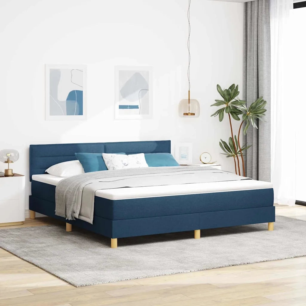 Letto a molle con cuscino con testiera Blu 180 x 200 cm Tessuto 3338866