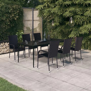 Set da Pranzo per Giardino 7 pz con Cuscini Neri 3099399