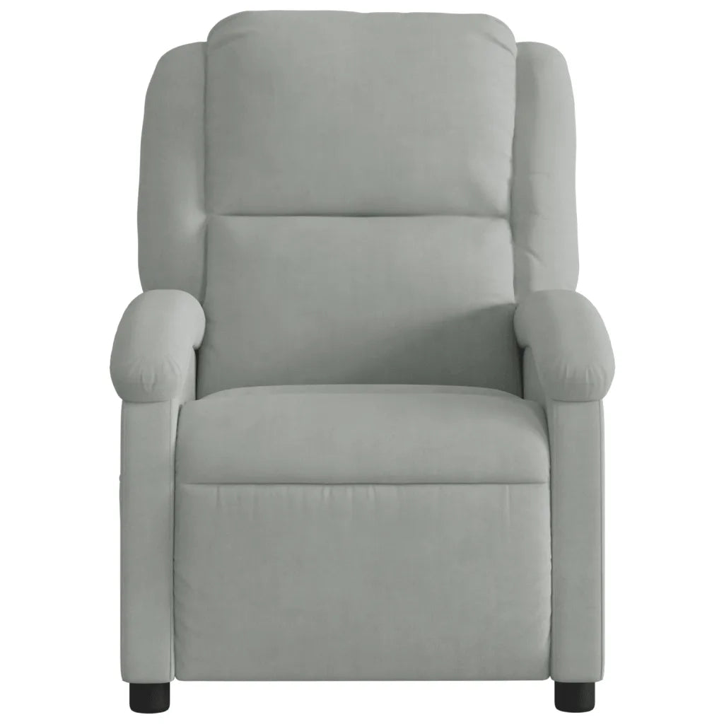 Poltrona | Sedia Relax reclinabile in velluto grigio chiaro