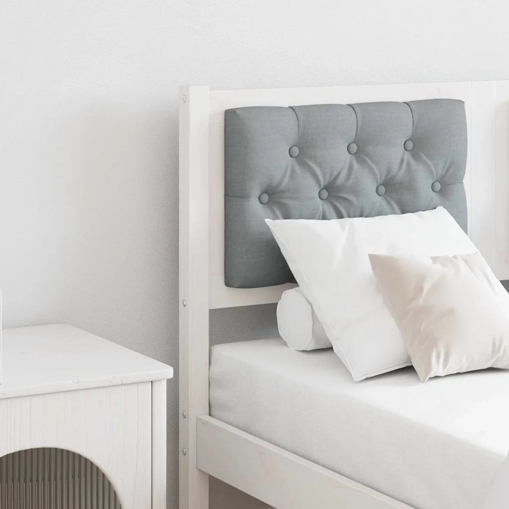 Testiera-Testiera con Cuscini Bianco e grigio chiaro 135 cm Legno di pino massello