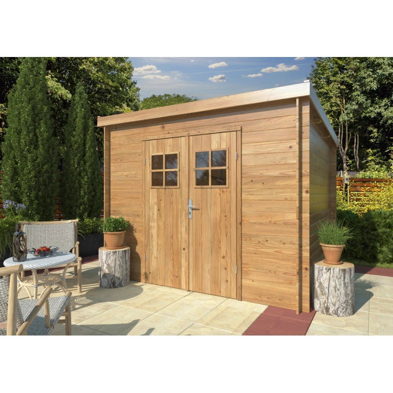 Casetta in legno da giardino 260x260 cm impregnato autoclave 19 mm, porta doppia con plexiglass, deposito attrezzi esterno - Esterni da Vivere