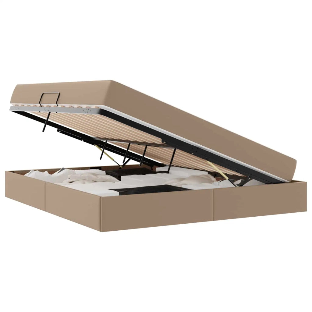 Letto con contenitore e materasso 2 pcs Cappuccino Pelle 3399623
