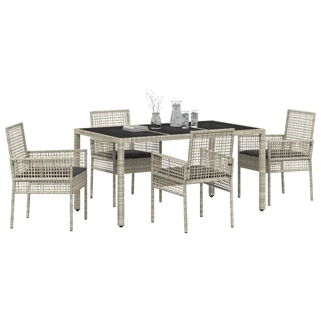 Set da Pranzo per Giardino 5 pcs Grigio chiaro polyrattan 3334897