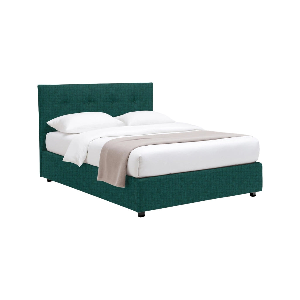 Preston, Letto Matrimoniale Sfoderabile Made in Italy, Verde Petrolio